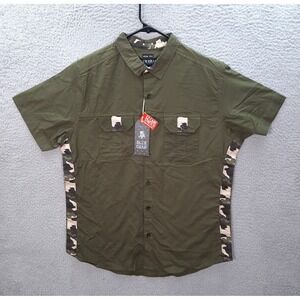 Blue Gear Shirt Adult Small Green Camouflage Slim Fit Woodland Camo Outdoors NEW